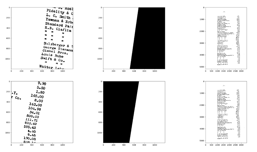 Graphs show digitized text being twisted into legible form