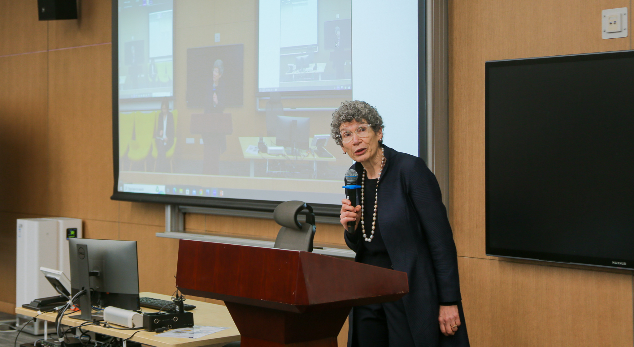 Provost Joanna Waley-Cohen giving welcoming speech