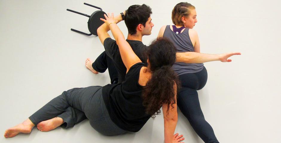 Instructed to move as slow as possible, the dancers use the space around them to create a moving dialogue with each other. (Photos by: NYU Shanghai)