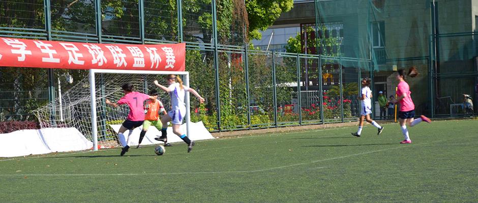 NYU Shanghai 3:1 beat Shanghai Normal University women's soccer team on Thursday. May 21, 2015. (Photo by Ronak Uday Trivedi)