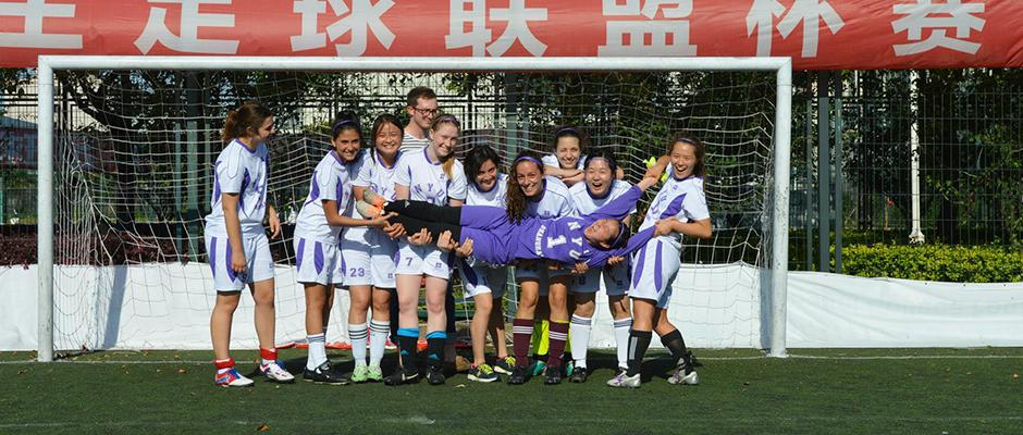 NYU Shanghai 3:1 beat Shanghai Normal University women's soccer team on Thursday. May 21, 2015. (Photo by Ronak Uday Trivedi)