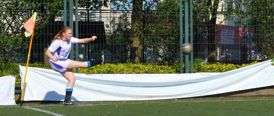 NYU Shanghai 3:1 beat Shanghai Normal University women's soccer team on Thursday. May 21, 2015. (Photo by Ronak Uday Trivedi)