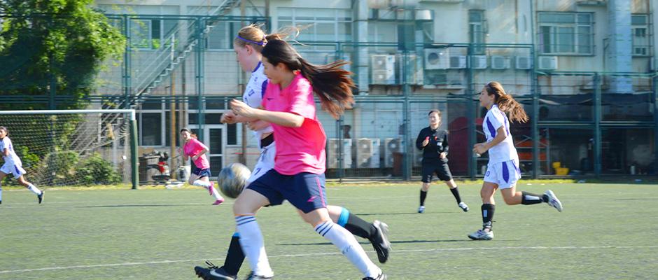 NYU Shanghai 3:1 beat Shanghai Normal University women's soccer team on Thursday. May 21, 2015. (Photo by Ronak Uday Trivedi)