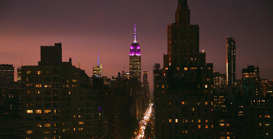 On the eve of the ceremony, the Empire State Building was lit violet to honor NYU's graduating class. (Photo by: Brooke Slezak)