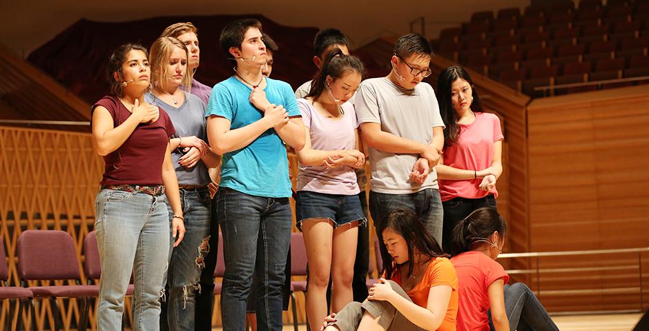 2015 NYU Shanghai Reality Show took place on September 11, 7:30pm, at Shanghai Symphony Hall. The Reality Show is an hour long musical performance created by members of the Class of 2018. (Photo by Dylan J Crow)