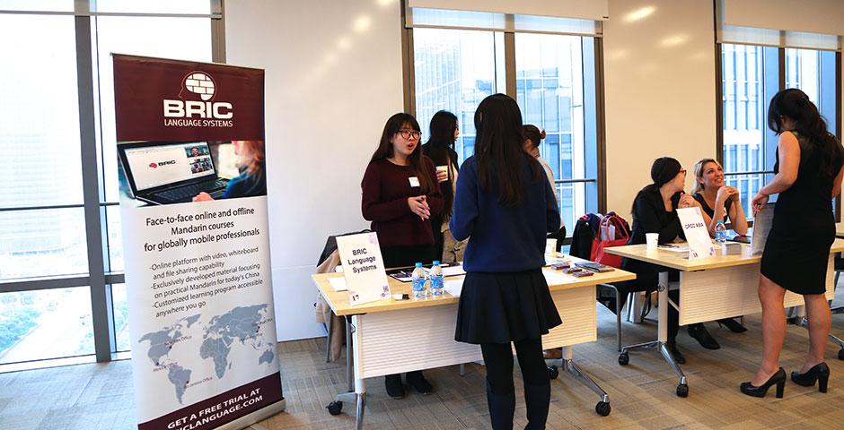 Dozens of organizations ranging from business, finance, arts, media, non-profit, technology, marketing, human resources, consulting, healthcare, and education stopped by NYU Shanghai for the 2015 Summer Internship Fair. March 27, 2015. (Photo by Angie Catalina Aguilar Oyuela)