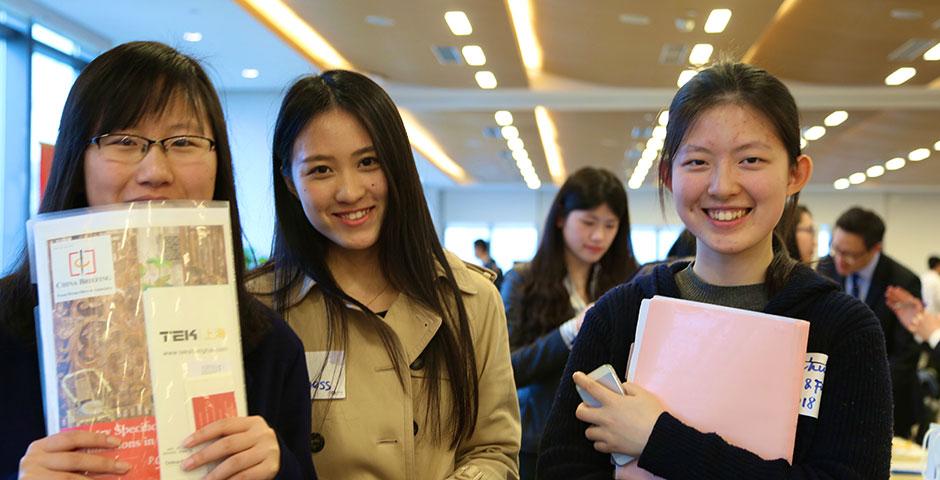 Dozens of organizations ranging from business, finance, arts, media, non-profit, technology, marketing, human resources, consulting, healthcare, and education stopped by NYU Shanghai for the 2015 Summer Internship Fair. March 27, 2015. (Photo by Angie Catalina Aguilar Oyuela)