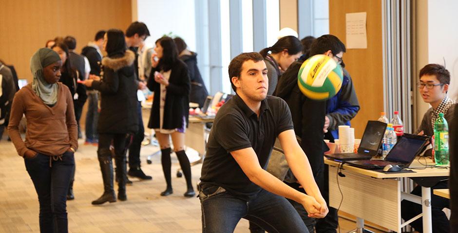 Students gathered in the 15th Floor Colloquium Room to learn about getting involved with NYU Shanghai's many clubs and student organizations. January 30, 2015. (Photo by Dylan J Crow)