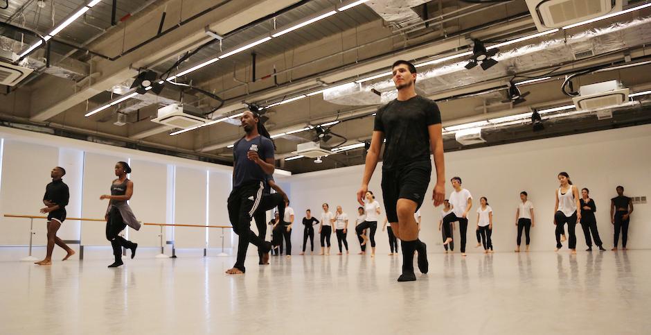 In addition to NYU Shanghai, DCDC also paid visits to Shanghai Normal University and Suzhou Art School. The tour in China was also sponsored by the U.S. Consulate in Shanghai. Above, Dayton dancer Robert Pulido introduces a new step.