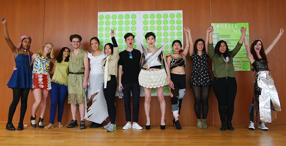 Students presented a clothing collection made with sustainable principles in mind at the “Trash Fashion Show” on April 11 as part of GoGreen Week. (Photo by: Mei Wu)