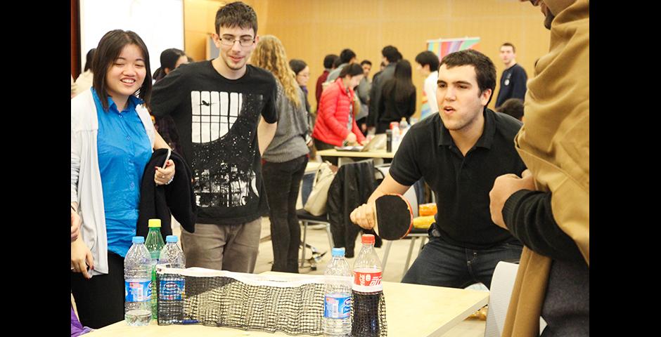 Students gathered in the 15th Floor Colloquium Room to learn about getting involved with NYU Shanghai's many clubs and student organizations. January 30, 2015. (Photo by Zhijian Xu)