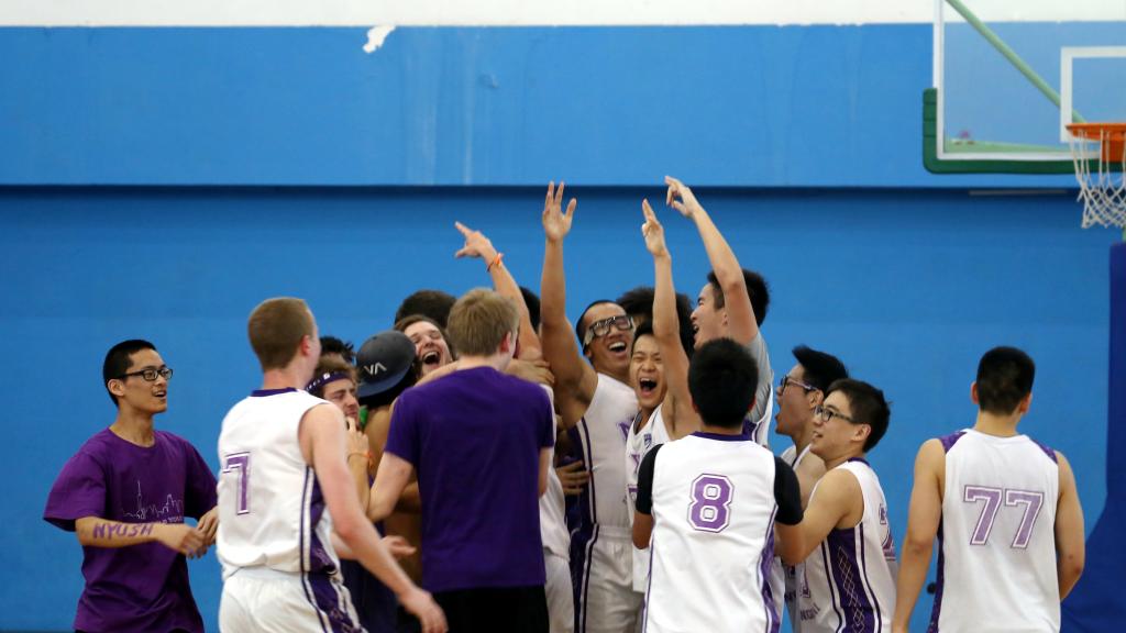 Men's Basketball Team Wins Home Game, April 16, 2014. (Photo by Nicole Chan)