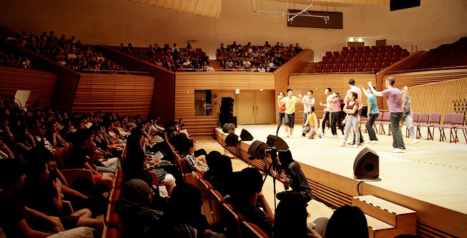 2015 NYU Shanghai Reality Show took place on September 11, 7:30pm, at Shanghai Symphony Hall. The Reality Show is an hour long musical performance created by members of the Class of 2018. (Photo by Ewa Oberska)