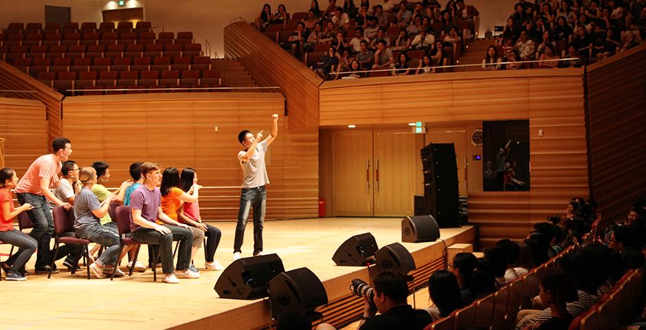 2015 NYU Shanghai Reality Show took place on September 11, 7:30pm, at Shanghai Symphony Hall. The Reality Show is an hour long musical performance created by members of the Class of 2018. (Photo by Ewa Oberska)