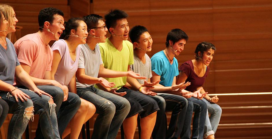 2015 NYU Shanghai Reality Show took place on September 11, 7:30pm, at Shanghai Symphony Hall. The Reality Show is an hour long musical performance created by members of the Class of 2018. (Photo by Ewa Oberska)