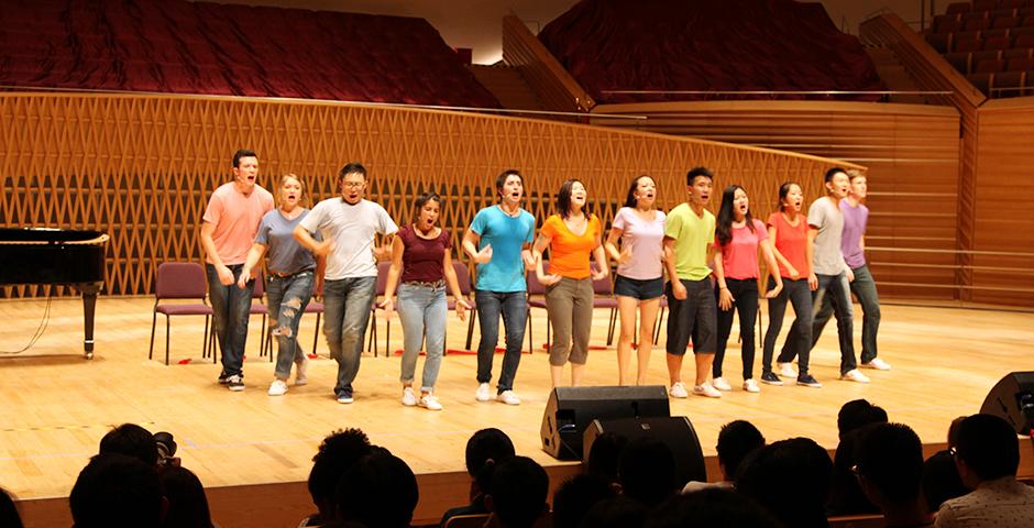 2015 NYU Shanghai Reality Show took place on September 11, 7:30pm, at Shanghai Symphony Hall. The Reality Show is an hour long musical performance created by members of the Class of 2018. (Photo by Ewa Oberska)