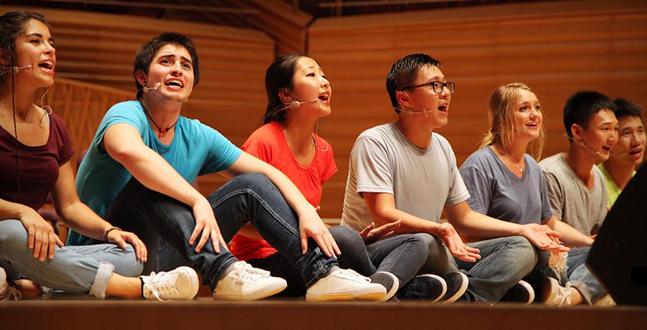 2015 NYU Shanghai Reality Show took place on September 11, 7:30pm, at Shanghai Symphony Hall. The Reality Show is an hour long musical performance created by members of the Class of 2018. (Photo by Ewa Oberska)