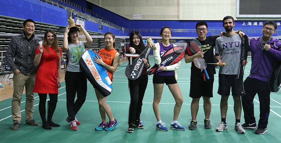 Students compete in the final round of the Intramural Badminton Tournament at Yuanshen Sports Centre Stadium. March 12, 2015. (Photo by Kevin Pham)