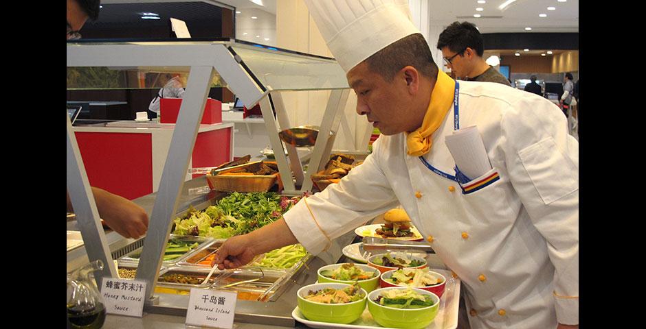 NYU Shanghai's cafeteria now offers a healthier, more diverse range of food options for students, faculty, and staff. Spring 2015.