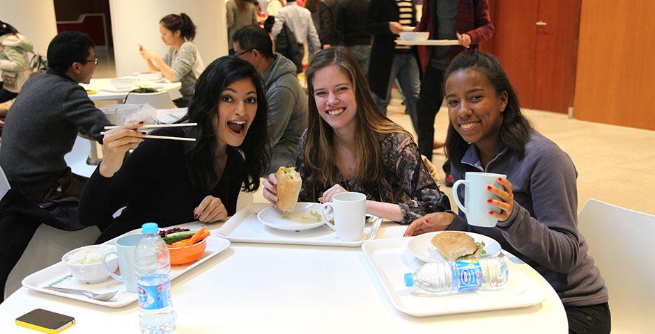 NYU Shanghai's cafeteria now offers a healthier, more diverse range of food options for students, faculty, and staff. Spring 2015. (Photo by Kylee Borger)