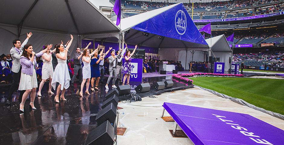 Despite persistent rain, NYU's Class of 2018 did not let a bit wet weather dampen their spirits  ( Photo by: Saskia Kahn )