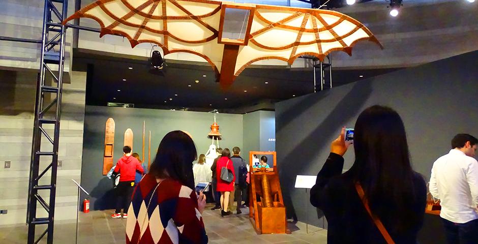 NYU Shanghai students took a Saturday off campus to explore the renowned exhibition, "Da Vinci: The Genius" at The Hub. The exhibit showcased models of Da Vinci's inventions as well as reprints of his most famous pieces of art. (Photo by: Annie Seaman)