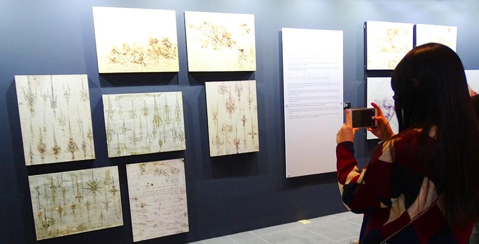 NYU Shanghai students took a Saturday off campus to explore the renowned exhibition, "Da Vinci: The Genius" at The Hub. The exhibit showcased models of Da Vinci's inventions as well as reprints of his most famous pieces of art. (Photo by: Annie Seaman)