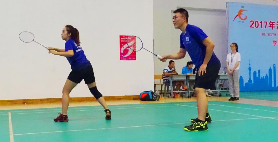 On September 23 and 24, 6 members from NYU Shanghai’s badminton team broke the university record for wins in Pudong’s 6th Sports Games competition at Shanghai DianJi University. (Photo by: NYU Shanghai)