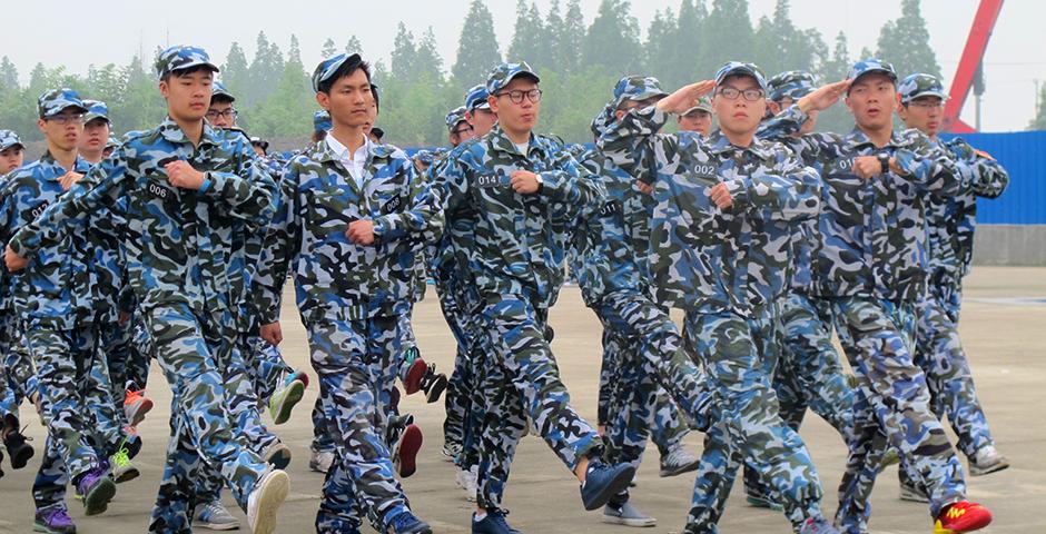 Over 150 Chinese freshmen, a handful of sophomores and one volunteer foreign student participated in compulsory military training for 10 days at a drill camp west of Shanghai. (Photos by: NYU Shanghai)