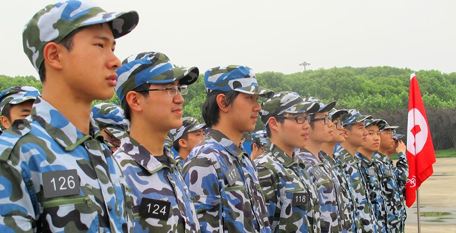 Over 150 Chinese freshmen, a handful of sophomores and one volunteer foreign student participated in compulsory military training for 10 days at a drill camp west of Shanghai. (Photos by: NYU Shanghai)