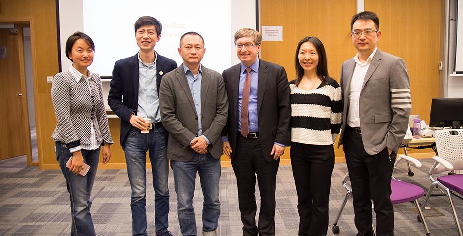 Leading entrepreneurs including Kevin Guo, founding co-CEO of Dianrong; Phil Ren, founding CEO of Mingdao; and Kerr Hu, founding CEO of Hippo Animation met with NYU Shanghai students and discussed China's startup landscape at the invitation of Elizabeth Chen, NYU Shanghai Senior Executive in Residence. (Photo by: NYU Shanghai)