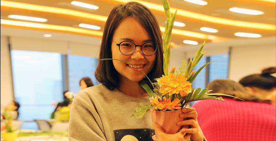 March 8, Women's Day was in full bloom with an afternoon of NYU Shanghai's special ladies getting creative with DIY flower arrangements for the office or home. Many thanks to HR for such a beautiful arrangement! (Photo by: NYU Shanghai)