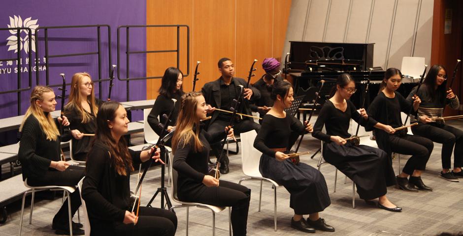 Enjoy fragments from the End of Year Music Concert with NYU Shanghai Chorale, Instrumental Chamber Ensemble, Erhu Class, Bamboo Flute Class and Private Voice Classes. (Photo by: NYU Shanghai)