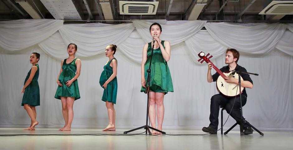 The Fall Dance Concert from Aly Rose and Siye Tao's classes UNLIKE ME was held in Room 808 on December 10 where the Contemporary Dance class, Ballet Dance class, Chinese Minority Dance class, and the Abu Dhabi Body Voice Representatives performed a wide selection of pieces. (Photo by: NYU Shanghai)