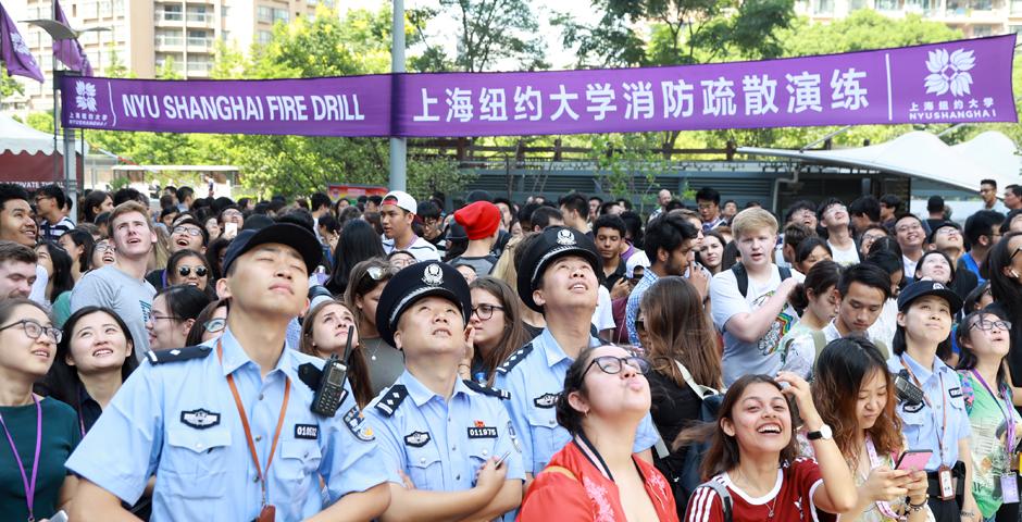 On September 14, Pudong Public Security Bureau assisted NYU Shanghai with the first fire drill of the semester! (Photo by: NYU Shanghai)